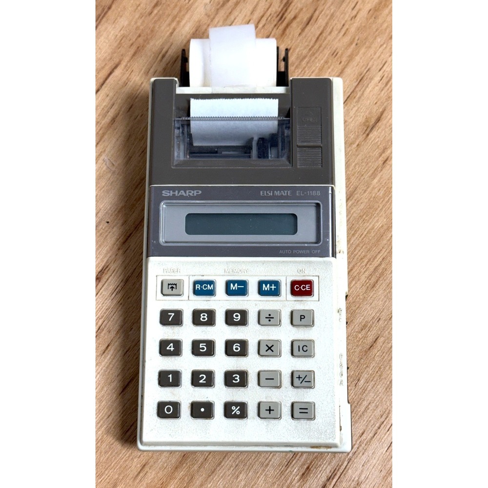Vintage Sharp Elsi Mate EL-1188 Handheld Printing Calculator Japan Retro 80s